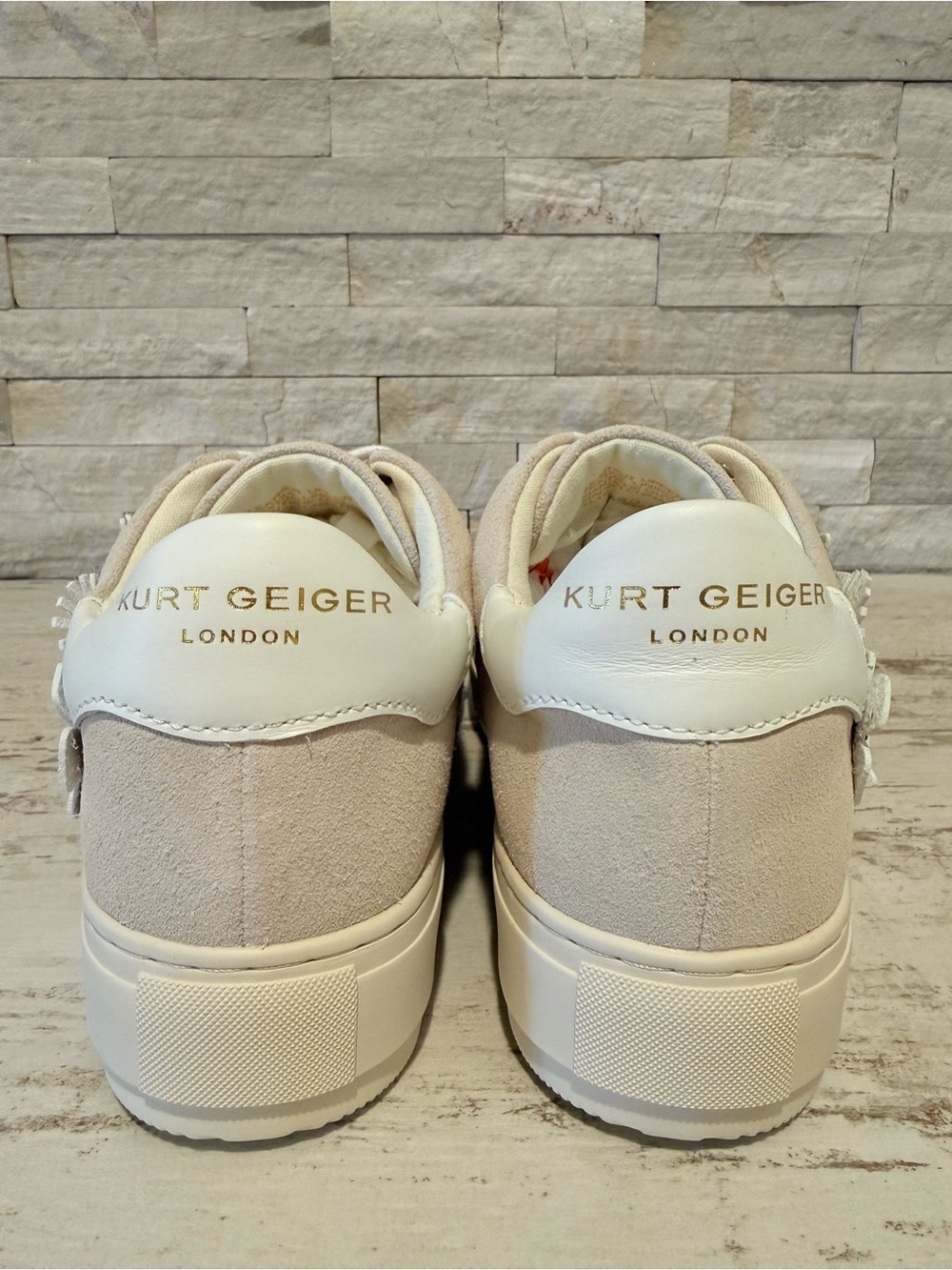 Kurt Geiger London Laney Flower Suede Platform Sneakers Bone Combo Sz 40.5 EU - Picture 8 of 14
